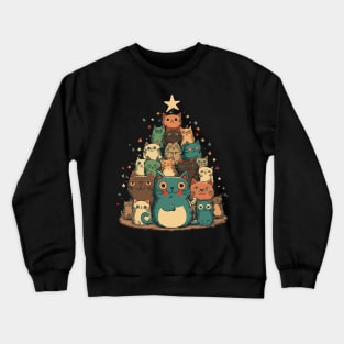 Christmas tree made of happy cats Crewneck Sweatshirt